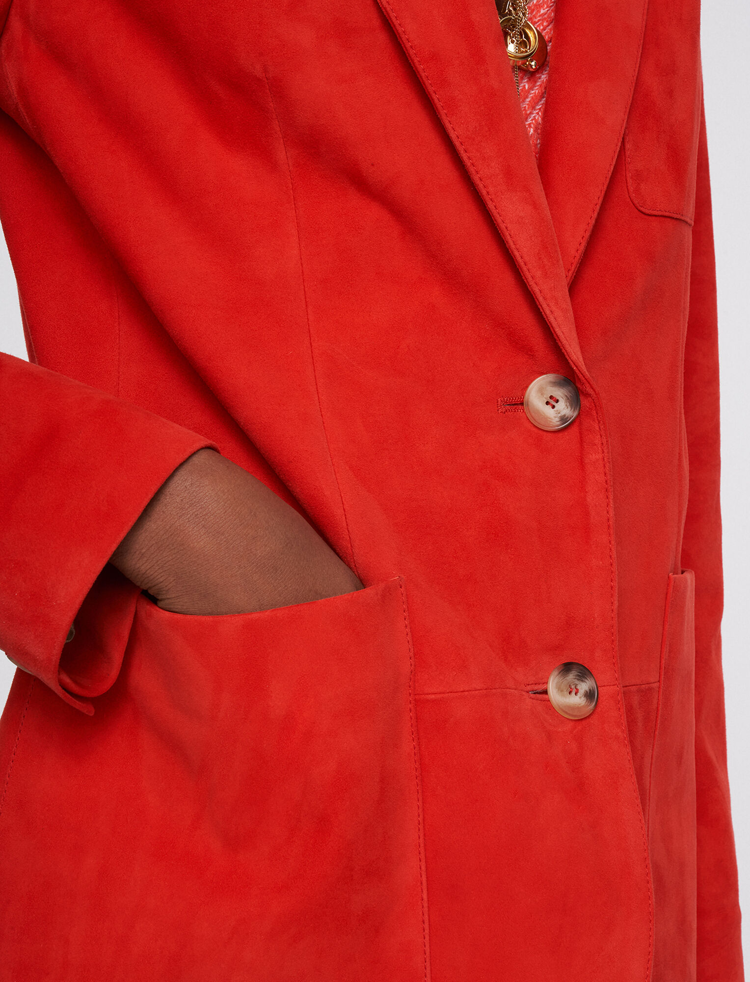 Joseph, Suede Leather Jacques Tailored Jacket, in Scarlet
